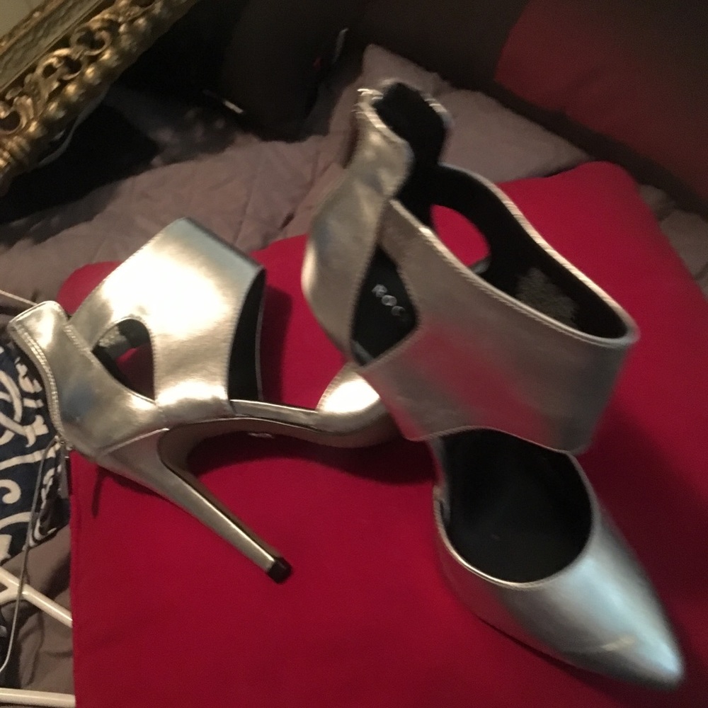 Silver strap heels
